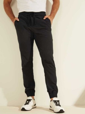 Black Guess Explorer Stretch Men's Joggers | 0782-OKRPQ
