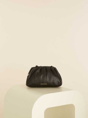 Black Guess Gathered Clutch Women's Handbags | 5648-RUELB