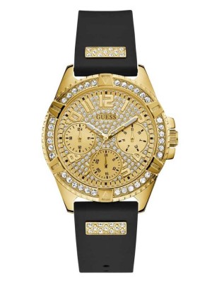 Black Guess Gold-Tone and Black Multifunction Men's Watches | 1902-NIKEX
