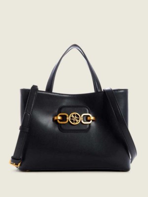 Black Guess Hensely Girlfriend Women's Satchels | 6479-DTSPL