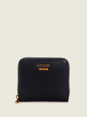 Black Guess Hensely Small Zip-Around Women's Wallets | 3258-ZGQVT