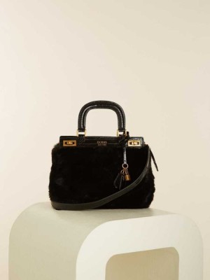 Black Guess Katey Luxe Women's Satchels | 3560-CVEAY