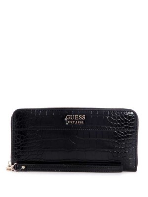 Black Guess Katey Zip-Around Women's Crossbodies | 6087-GNBAT
