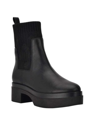 Black Guess Keanna Logo Knit Chelsea Women's Boots | 1695-FJBXE