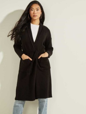 Black Guess Kendi Longline Women's Cardigan | 1843-BJYRQ