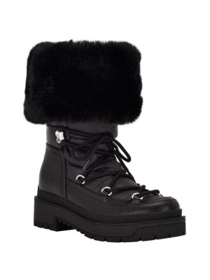 Black Guess Larya Faux-Fur Snow Women's Boots | 9341-IWYVF