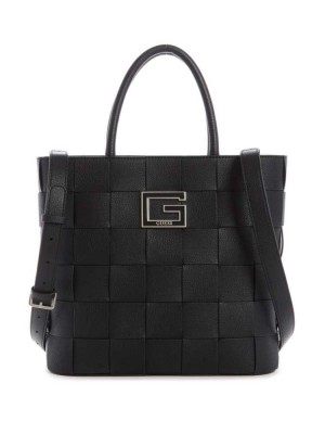 Black Guess Liberty City Shopper Women's Totes | 3961-TQGUN