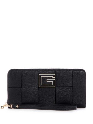 Black Guess Liberty City Zip-Around Women's Wallets | 1340-BVCLH