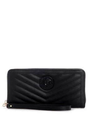 Black Guess Lida Zip-Around Women's Wallets | 0428-IMAUS