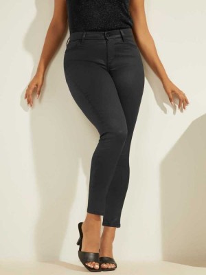 Black Guess Lushed Skinny Women's Coats | 9170-PWMAH