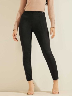 Black Guess Maya Faux-Suede Women's Leggings | 8590-WKRDP