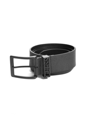 Black Guess Metal Loop Logo Men's Belts | 4683-DLZTA