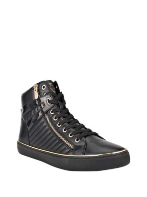 Black Guess Million High-Top Men's Sneakers | 8054-DKAZR