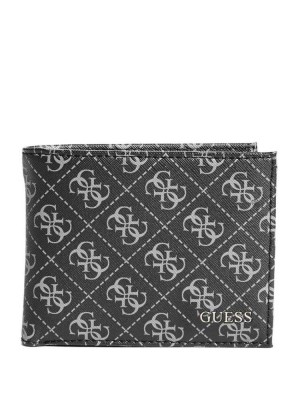 Black Guess Monterrey Bifold Men's Wallets | 8295-IEQGO
