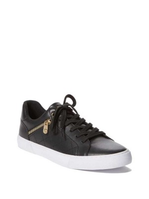 Black Guess Myran Zip Low-Top Men's Sneakers | 2685-HREMU