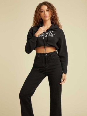 Black Guess Originals Cropped Women's Hoodies | 9126-YDRAT