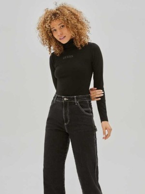 Black Guess Originals Kit Logo Women's Bodysuit | 4265-VSDJX