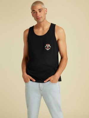Black Guess Originals Logo Men's Tank Top | 6837-ZYNGH