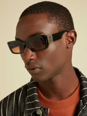 Black Guess Originals Rectangular Women's Sunglasses | 2134-IFVKM