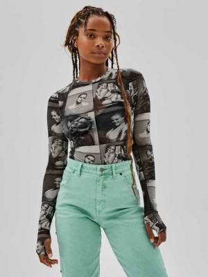 Black Guess Originals x Anna Nicole Smith Mesh Women's Shirts | 6038-YSQZL