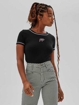 Black Guess Originals x Anna Nicole Smith Baby Women's T-Shirts | 6215-CQNXA
