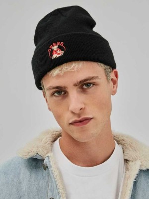 Black Guess Originals x Bear Logo Men's Beanie | 8719-NWDXF