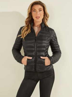 Black Guess Orsola Packable Down Women's Jackets | 7341-RJAXV