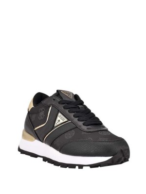 Black Guess Peony Logo Women's Sneakers | 6083-DHASW