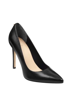 Black Guess Pointed Faux-Leather Pumps Women's Pumps | 6097-PROFG