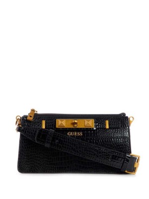 Black Guess Raffie Mini Women's Crossbodies | 4935-GQFWY