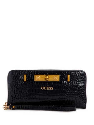 Black Guess Raffie Zip-Around Women's Crossbodies | 7059-YELJI