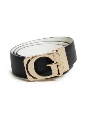 Black Guess Reversible Compression G Buckle Men's Belts | 3160-IUOHA