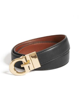 Black Guess Reversible Logo Women's Belts | 1639-VREYS