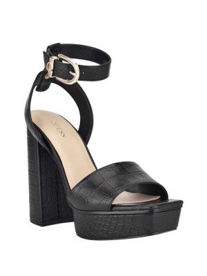 Black Guess Rippa Croc Platform Women's Platform Sandals | 5916-IFJAT