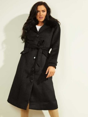 Black Guess Ruby Women's Coats | 3914-VYKHP