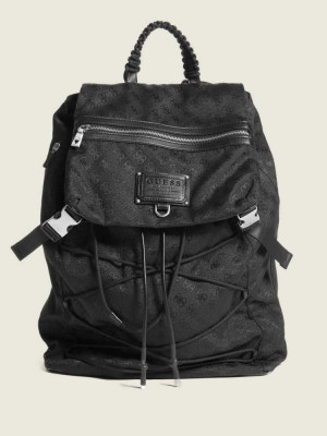 Black Guess Salameda Flap Men's Backpacks | 8916-EWSRF