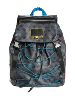 Black Guess Salameda Men's Backpacks | 6170-FUQVN