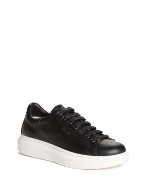 Black Guess Salerno Low-Top Men's Sneakers | 5193-IBQEC