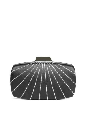 Black Guess Satin Rhinestone Clutch Women's Handbags | 4165-EBXNC