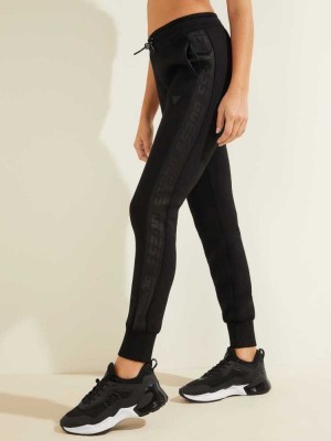 Black Guess Scuba Logo Tape Women's Joggers | 5219-YIBFV