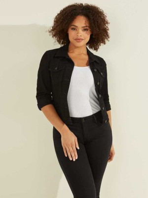 Black Guess Sexy Trucker Women's Jackets | 7462-NAGBS