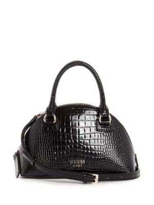 Black Guess Shilah Small Dome Women's Crossbodies | 1280-WKNRP