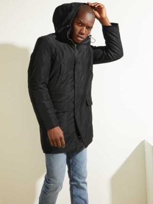 Black Guess Softshell Utility Men's Parka Jackets | 0958-LIFUN