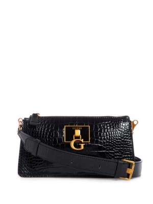 Black Guess Stephi Mini Women's Crossbodies | 5043-RNIJT