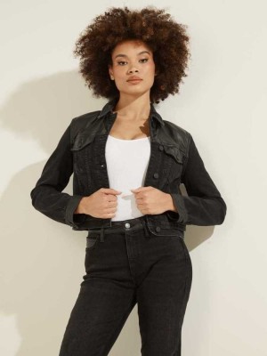 Black Guess Stevie Denim Women's Jackets | 7850-JIZRB