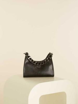 Black Guess Tullia Hobo Women's Shoulder Bags | 9751-CAFZS