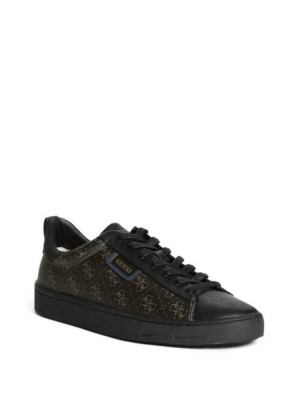Black Guess Vice Logo Low-Top Men's Sneakers | 7051-COLVX