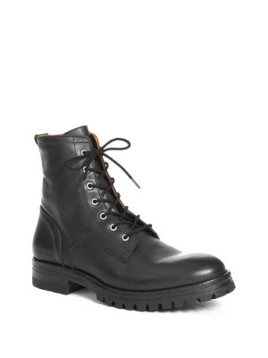 Black Guess Vigo Combat Men's Boots | 5019-EKZYT