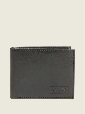 Black Guess West Passport Case Men's Wallets | 3254-BNEHG