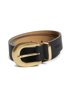 Black Guess Western Men's Belts | 4615-HAUTW